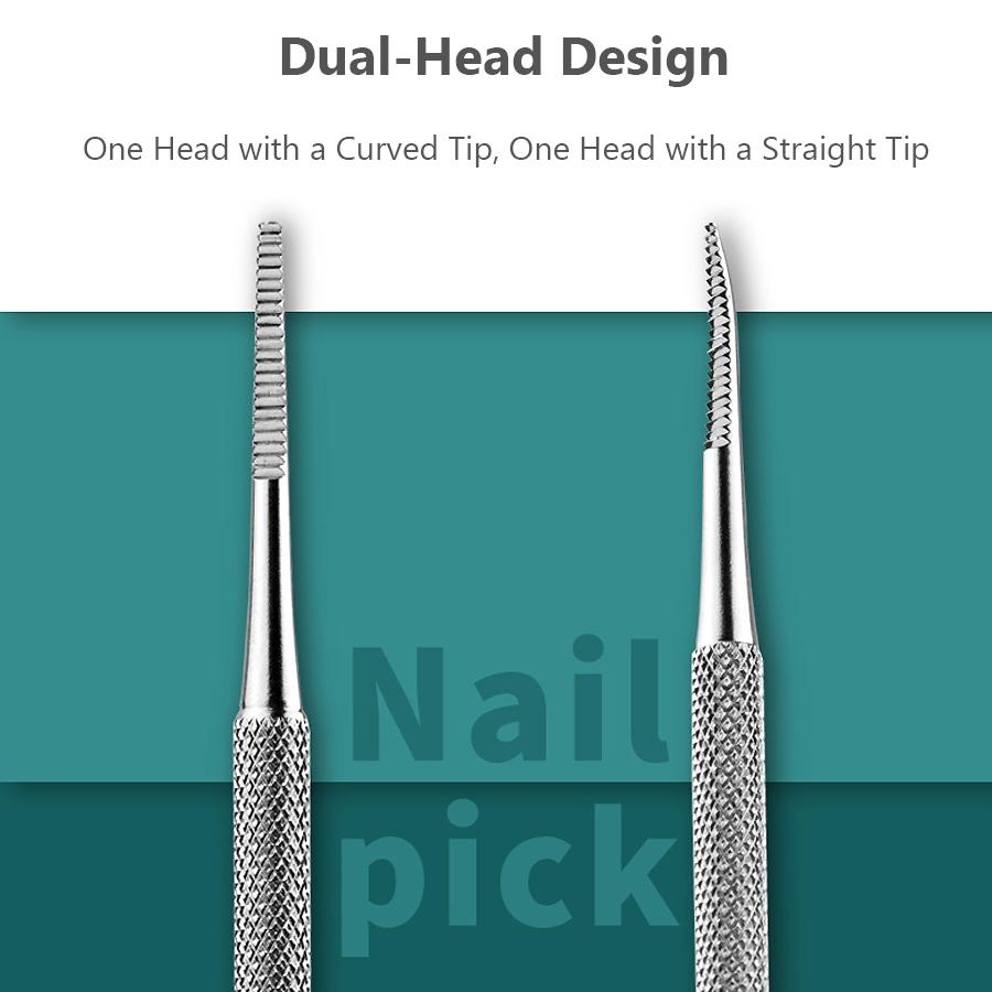 3Pcs Ingrown Toenail Correction Tool Set, Stainless Steel Double-Ended Nail Files, Paronychia Care, Foot Cleaning Tools_voghion.com